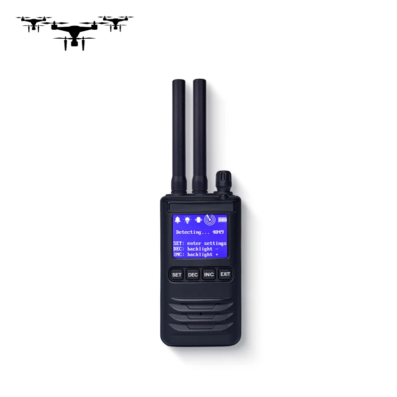 400-6000MHz पोर्टेबल ह्यान्डहेल्ड UAV डिटेक्टर एन्टी ड्रोन जैमर